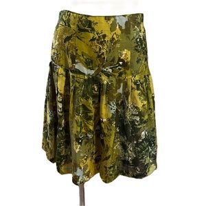 Pleated green yellow pattered Skirt